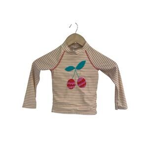 Baby Boden Pink Stripe Cherry Rash Guard Girls 2T/3T